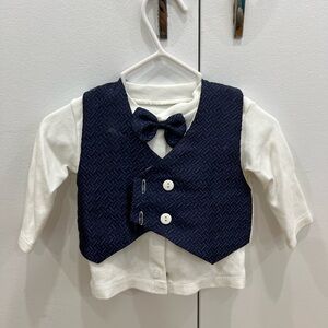 Elegant Blue and White Tie Set for Formal Events for baby boy